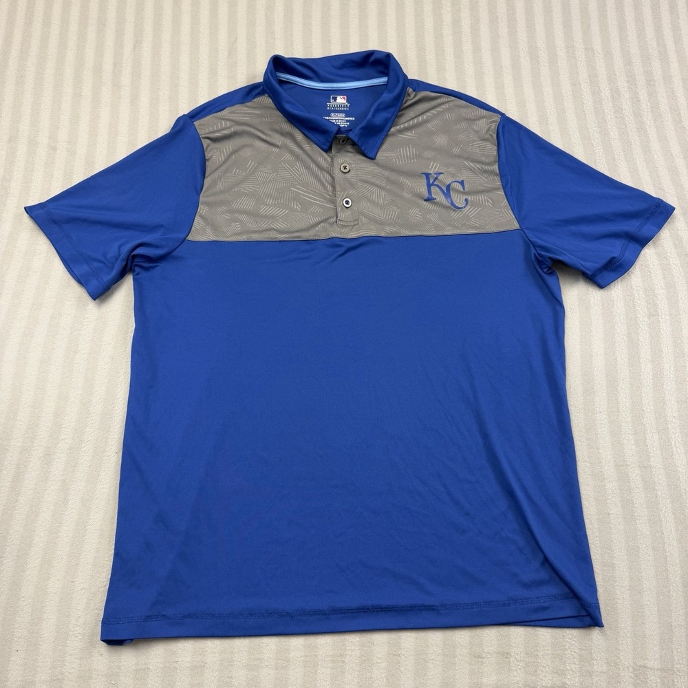 Kansas City Royals MLB Genuine‎ Merchandise Mens Polo Shirt Blue Gray Size XL